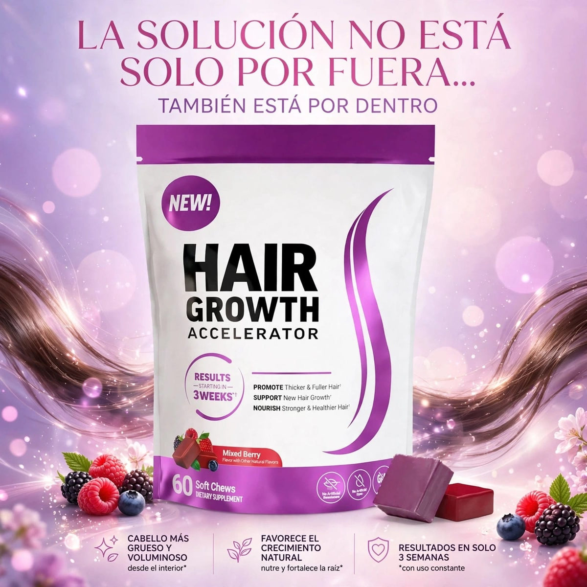 🍇💜🧬 HAIR GROWTH — MEJORA TU GENÉTICA CAPILAR 🧬💜🍇(GUMMIES)