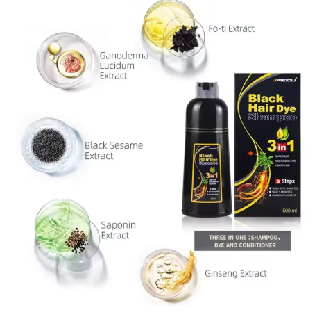 ✨ BLACK HAIR DYE – SHAMPOO PARA CANAS ✨