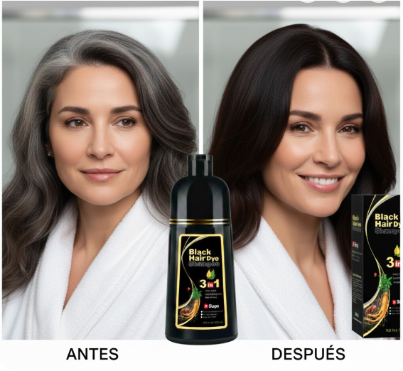✨ BLACK HAIR DYE – SHAMPOO PARA CANAS ✨