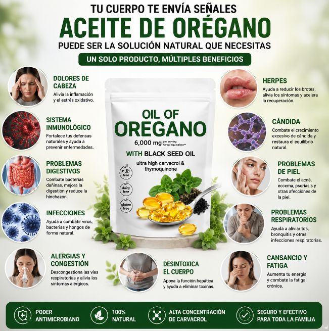 ACEITE DE OREGANO 100%🌿 60 CAPSULAS