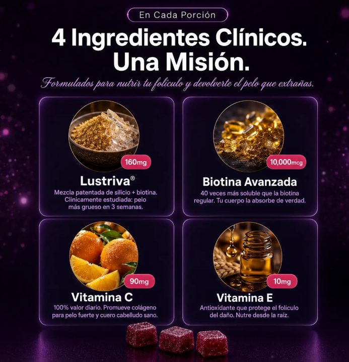 🍇💜🧬 HAIR GROWTH — MEJORA TU GENÉTICA CAPILAR 🧬💜🍇(GUMMIES)