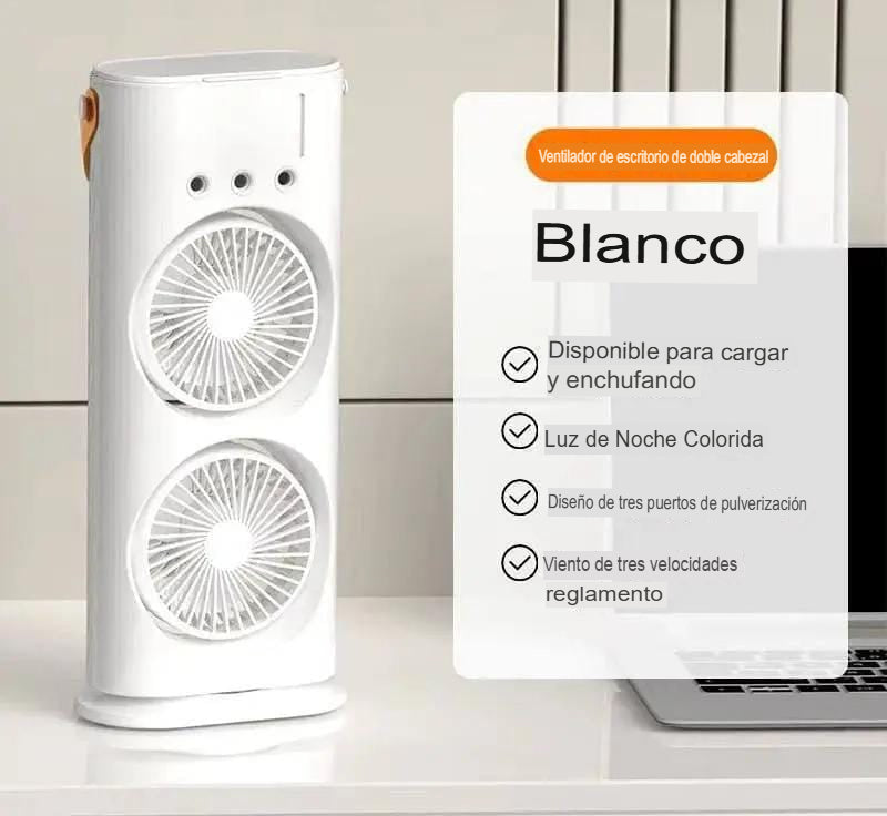 Ventilador Humidificador Doble de Torre con SPRAY❄️