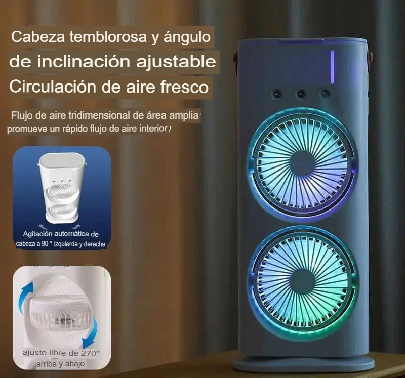 Ventilador Humidificador Doble de Torre con SPRAY❄️