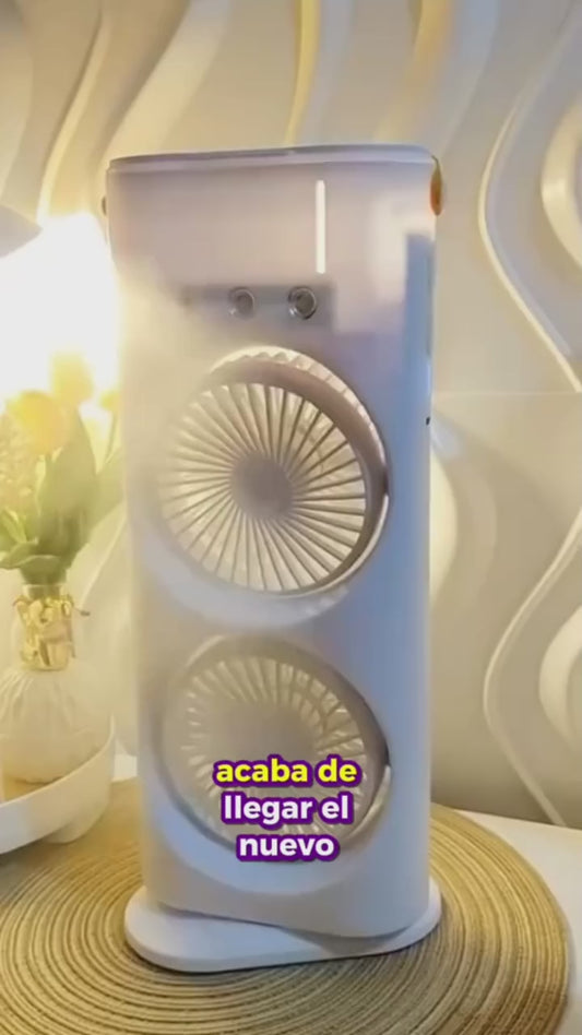 Ventilador Humidificador Doble de Torre con SPRAY❄️